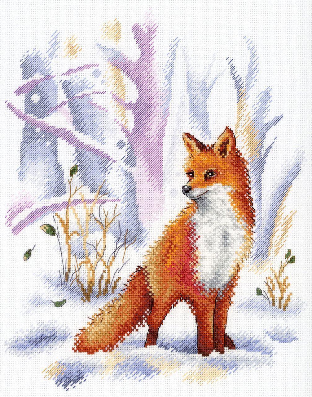 Winter Forest Mistress SNV-754 Counted Cross Stitch Kit featuring AIDA canvas, cotton threads, and detailed instructions.